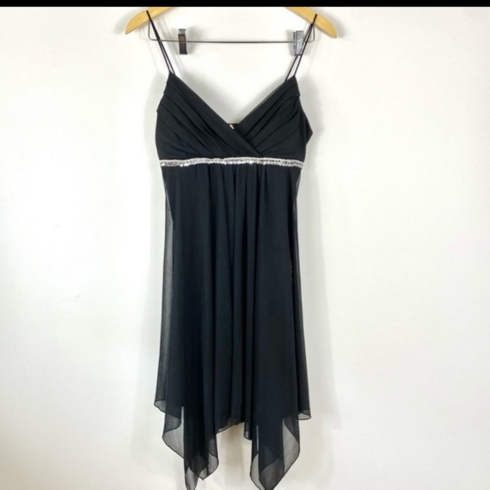 MARIPOSA Black and Silver Thin-Strap Midi Dress - Picture 1 of 10